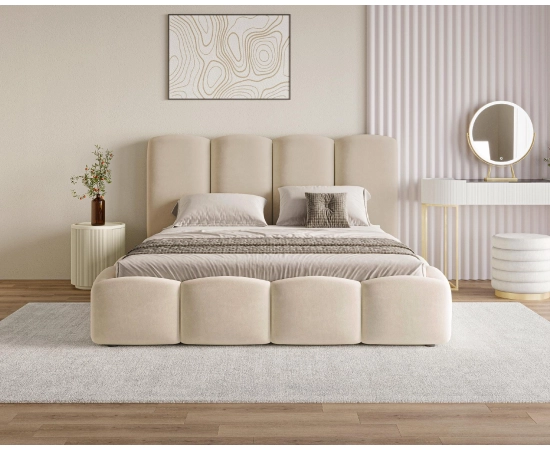 Polsterbett 140x200 Schlafzimmerbett mit Bettkasten und Lattenrost Puffy