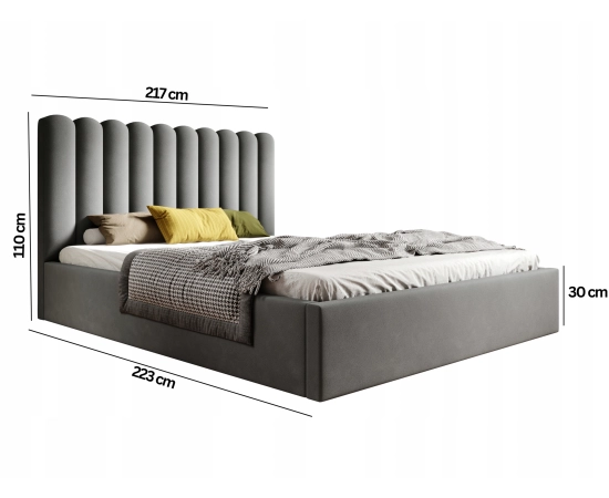 Modernes Ehebett aus breiten Polsterstreifen mit Lattenrost 200x200 Lumi
