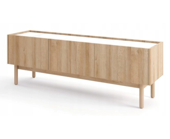Trzydrzwiowa szafka rtv na nóżkach 144 WOOD dąb riviera