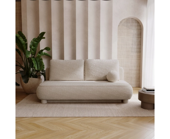 2-Sitzer Sofa runde Kissen Bouclé-Stoff Toby