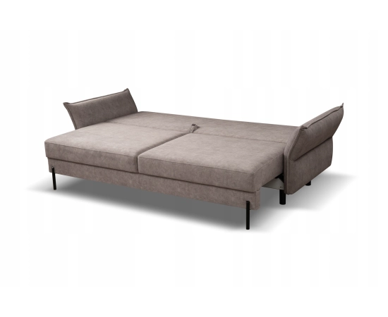 Rozkładana beżowa sofa z nowoczesnymi podłokietnikami Vilio