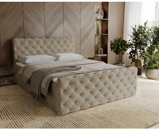 Chesterfield kontynentalne łóżko z pojemnikiem i materacem 180x200 Grand