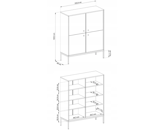 Komoda z drzwiami 104 POLO granat/czarna rama