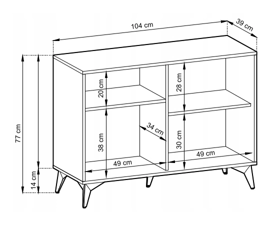 Komoda jodełka Billy 104 dąb evoke/czarny metal