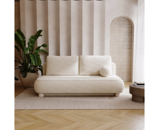 2-Sitzer Sofa runde Kissen Bouclé-Stoff Toby