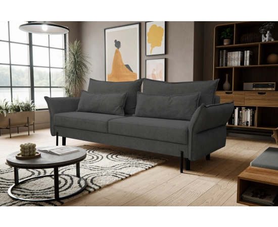 Rozkładana beżowa sofa z nowoczesnymi podłokietnikami Vilio