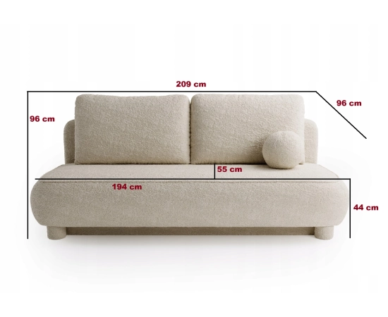 2-Sitzer Sofa runde Kissen Bouclé-Stoff Toby