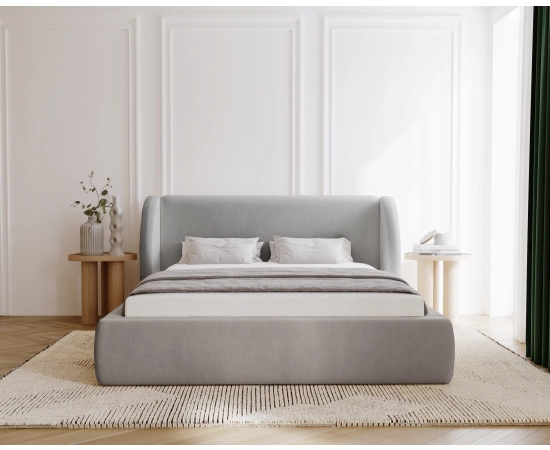 Stylowe łóżko z uszami 140x200 pojemnik na posciel z stelażem Kylie