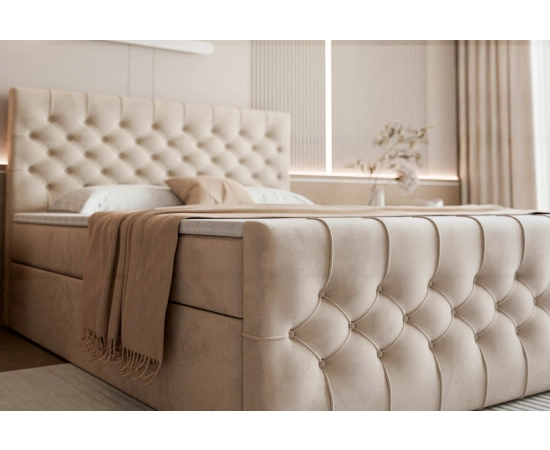 Łóżko kontynentalne chesterfield z dużym pojemnikiem 160x200 Milo