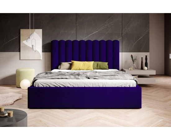 Modernes Ehebett aus breiten Polsterstreifen mit Lattenrost 200x200 Lumi