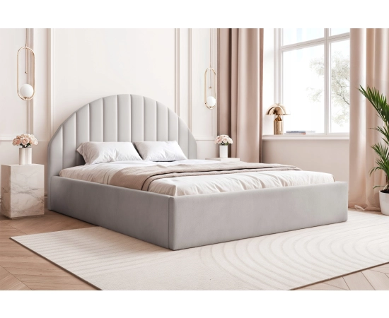 Zaokrąglone łóżko slim z pojemnikiem i stelażem 160x200 Charlott