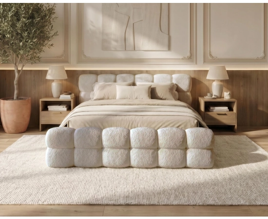 Doppelbett 180x200 Bouclé Roma aus dickem Schaumstoff