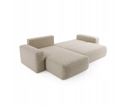 Bouclé Ecksofa mit Schlaffunktion & runden Formen Ornello L