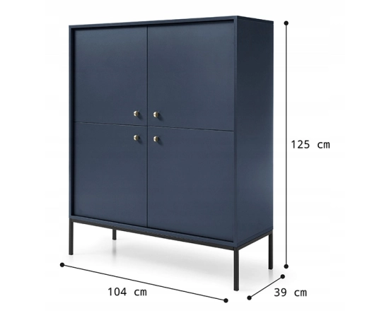 Komoda z drzwiami 104 POLO granat/czarna rama