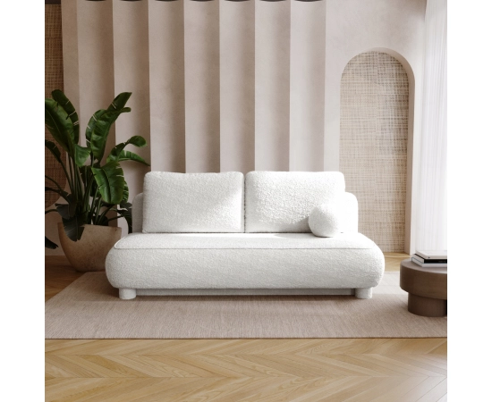 2-Sitzer Sofa runde Kissen Bouclé-Stoff Toby