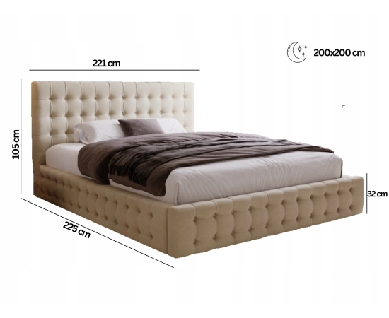 Schlafzimmerbett 200x200 Gepolstert mit Stauraum Palmo