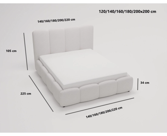 Łóżko sypialniane tkanina Boucle pojemnik 160x200 Lila