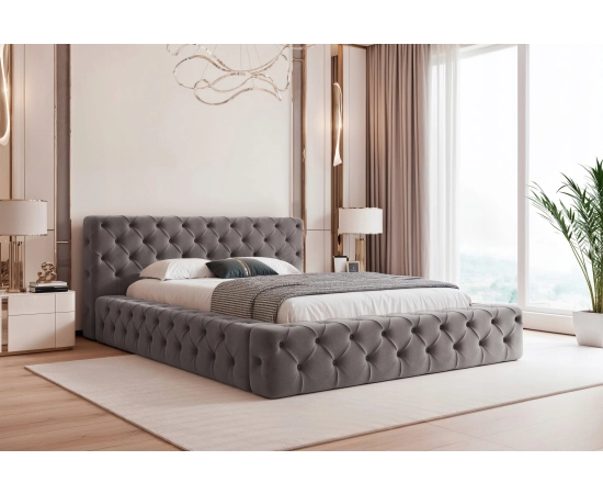 Łóżko Chesterfield pikowane z grubej pianki z pojemnikiem 180x200 Clara
