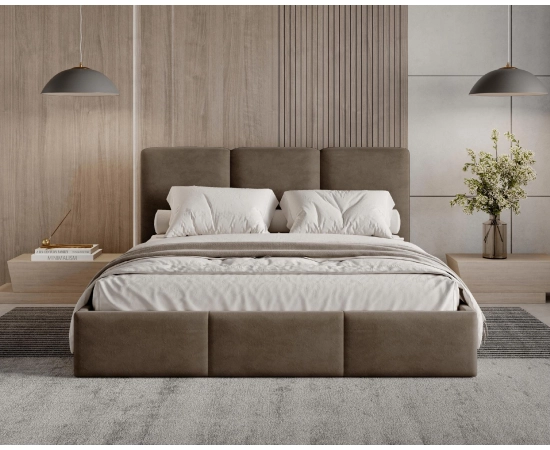 Polster-Doppelbett 200x200 mit Stauraum schlankes Design Elora