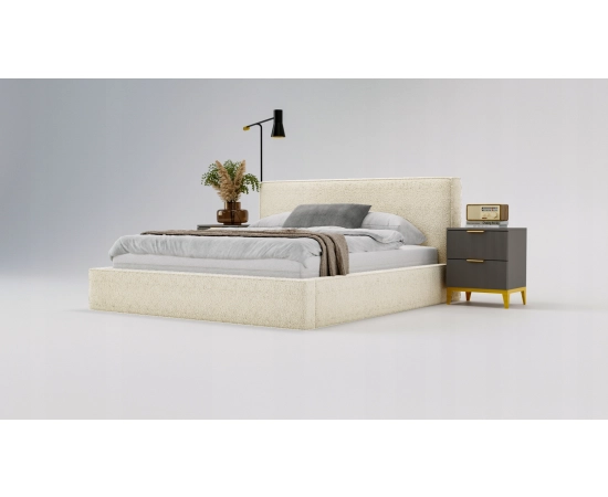 Łóżko tapicerowane boucle pojemnik stelaż 180x200 Bobo