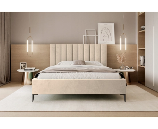 Łóżko glamour tapicerowane wysokie zagłowie 160x200 Tatiana