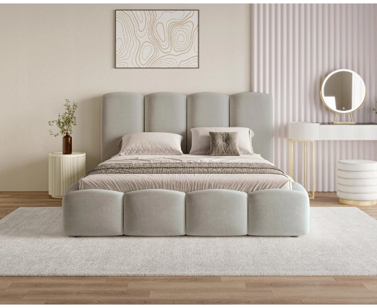 Polsterbett 180x200 im Wolken-Design mit Bettkasten und Lattenrost Puffy