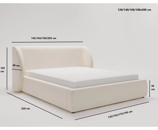 Stylowe łóżko z uszami 140x200 pojemnik na posciel z stelażem Kylie