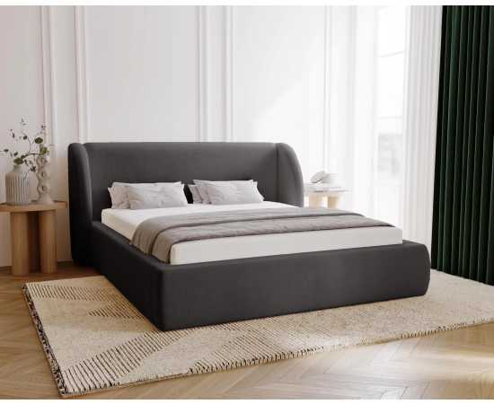 Stylowe łóżko z uszami 140x200 pojemnik na posciel z stelażem Kylie