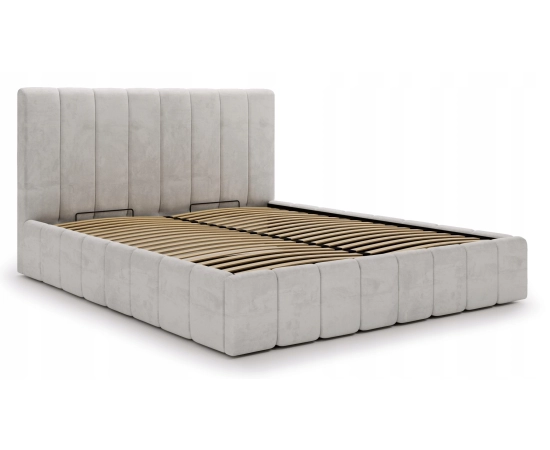 Łóżko slim tapicerowane z pojemnikiem i stelażem 160x200 Lexy