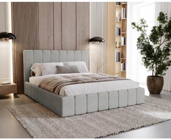 Łóżko slim tapicerowane z pojemnikiem i stelażem 160x200 Lexy