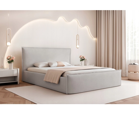 Gepolstertes Doppelbett 140x200 mit dekorativem Design Pillow