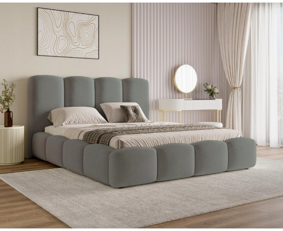 Jugendbett 120x200 im Wolken-Design mit Bettkasten und Lattenrost Puffy