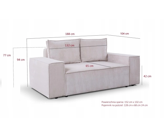 Schlafsofa ausziehbar kompakt Stoffbezug Majorka Small