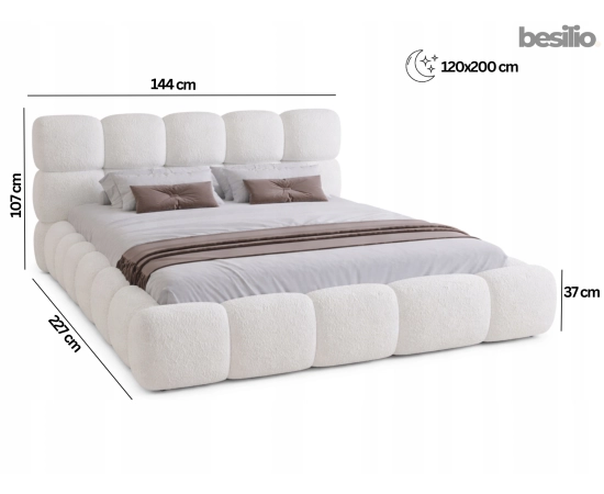 Modernes Polsterbett 120x200 mit Bettkasten und Lattenrost Boston