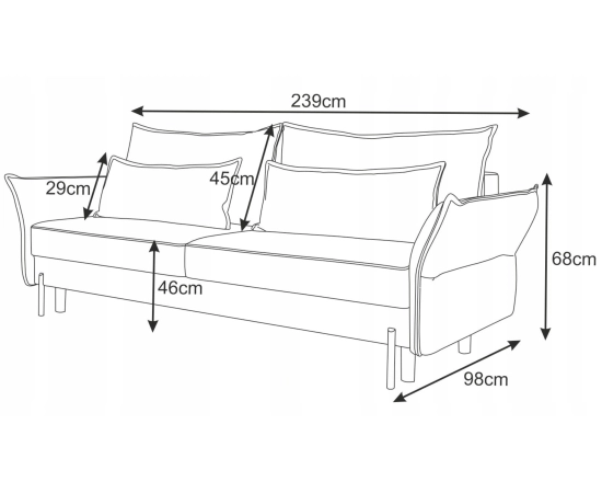 Rozkładana beżowa sofa z nowoczesnymi podłokietnikami Vilio