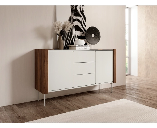 Beżowa komoda dwudrzwiowa na nogach LONI 140 cm