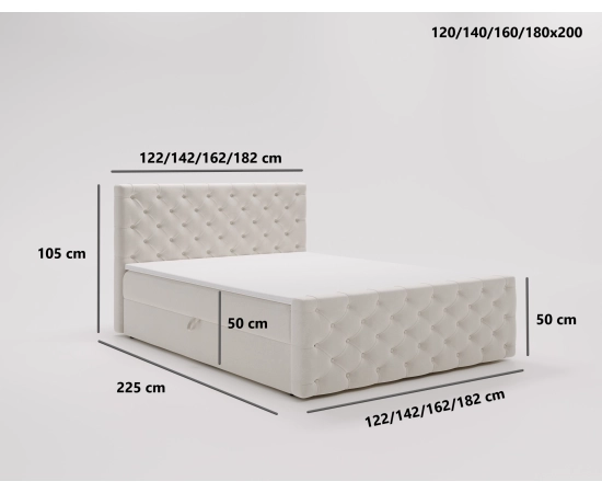 Kontynentalne łóżko z pojemnikiem i materacem do sypialni 120x200 Maris