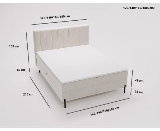Łóżko Box 140x200 z pojemnikiem i materacem Limba