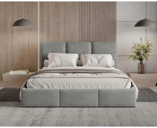 Polster-Doppelbett 200x200 mit Stauraum schlankes Design Elora