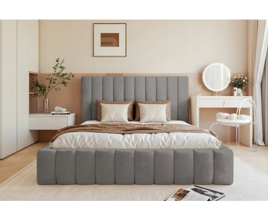 Stylowe łóżko tapicerowane slim z pojemnikiem na pościel 180x200 Tina