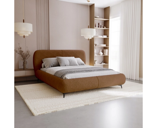 Łóżko sypialniane obłe kształty tkanina boucle 180x200 Eve