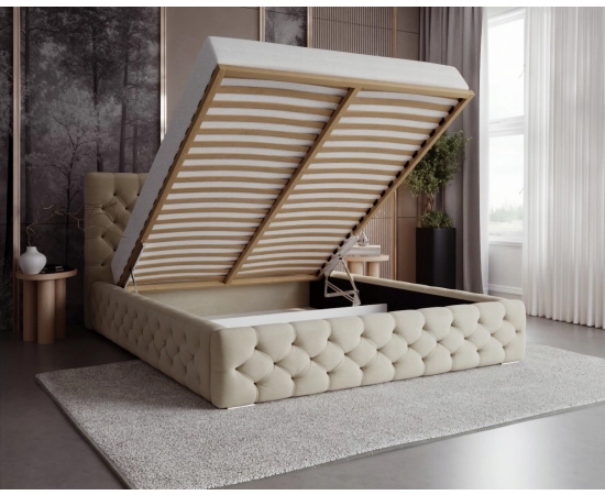 Chesterfield Polsterbett 180x200 mit Knopfsteppung und Lattenrost Chester