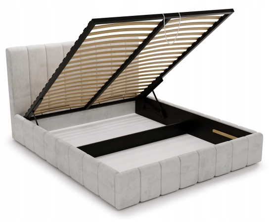 Łóżko slim tapicerowane z pojemnikiem i stelażem 160x200 Lexy