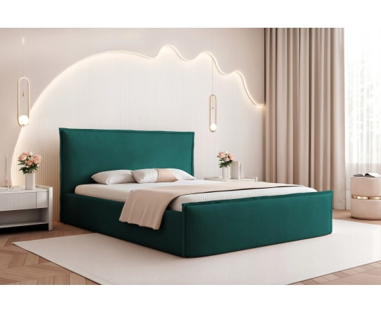 Kleines gepolstertes Bett 120x200 aus Dream-Velvet-Stoff auf Gleitfüßen Pillow