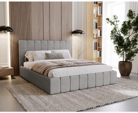 Łóżko slim tapicerowane z pojemnikiem i stelażem 160x200 Lexy