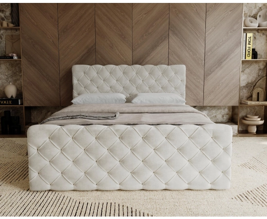 Chesterfield kontynentalne łóżko z pojemnikiem i materacem 160x200 Grand