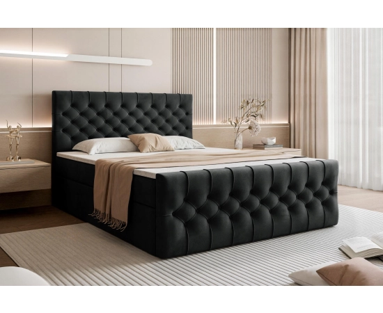 Łóżko kontynentalne tapicerowane CHESTERFIELD 180x200 Milo