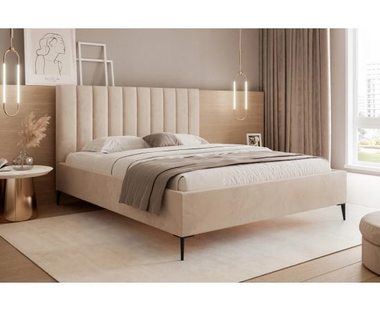 Łóżko glamour tapicerowane wysokie zagłowie 160x200 Tatiana