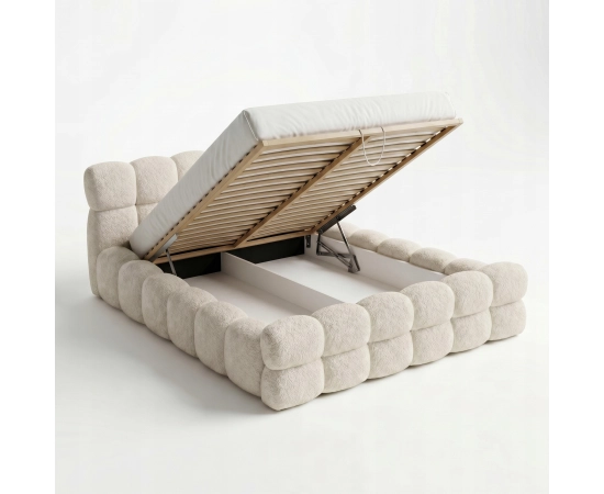 Doppelbett 200x200 Bouclé Roma aus dickem Schaumstoff