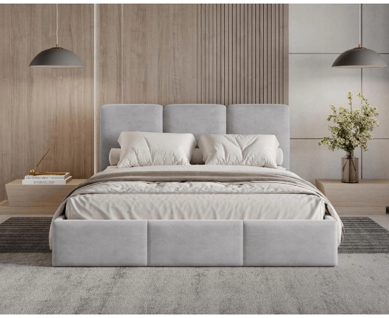 Polster-Doppelbett 200x200 mit Stauraum schlankes Design Elora